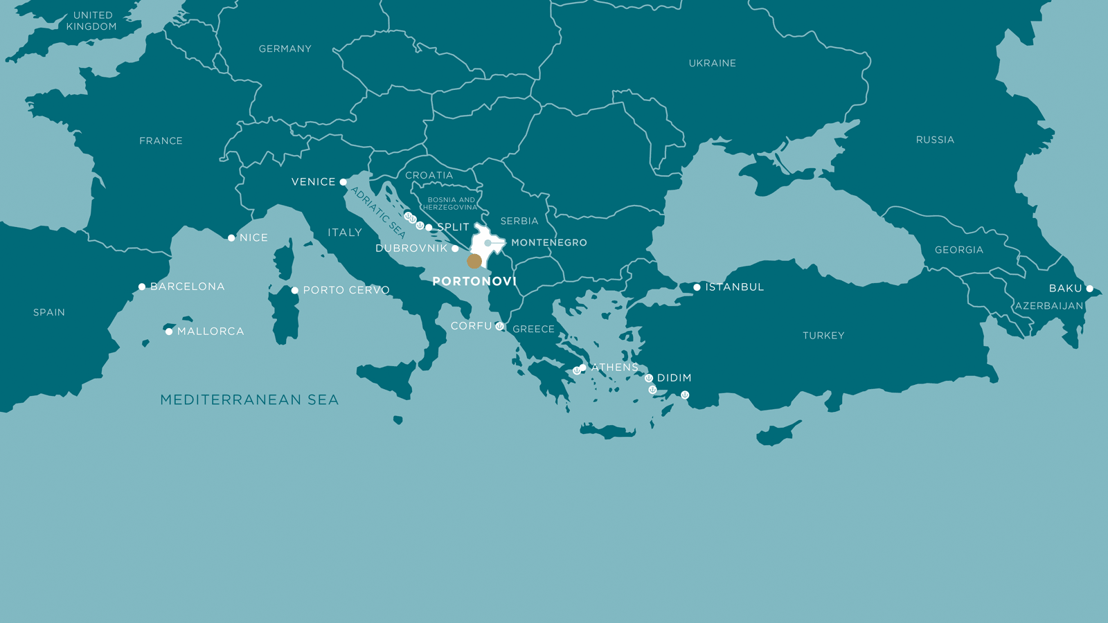 Illustrater map showing Montenegro