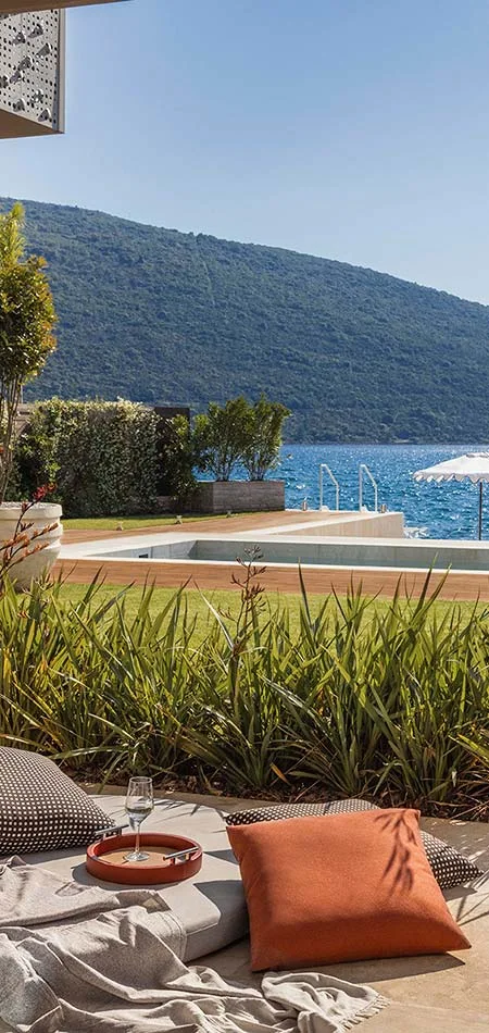 Swimming pool overlooking Boka Bay at One&Only Portonovi, Montenegro.