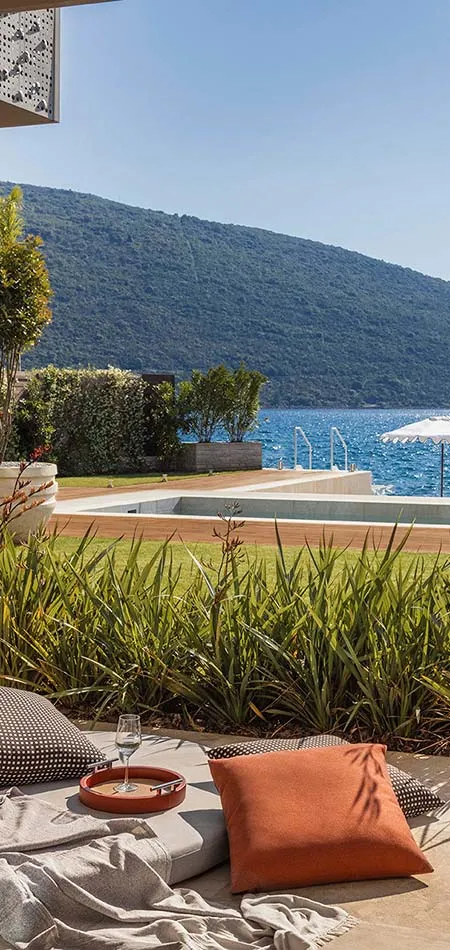 Swimming pool overlooking Boka Bay at One&Only Portonovi, Montenegro.
