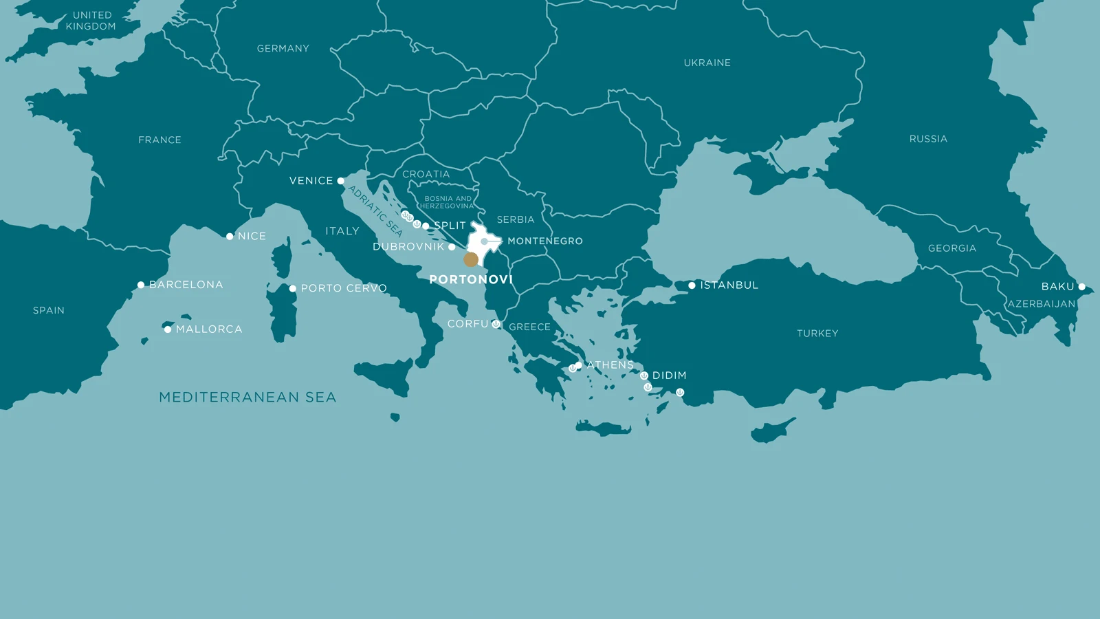 Illustration map showing Montenegro in Europe
